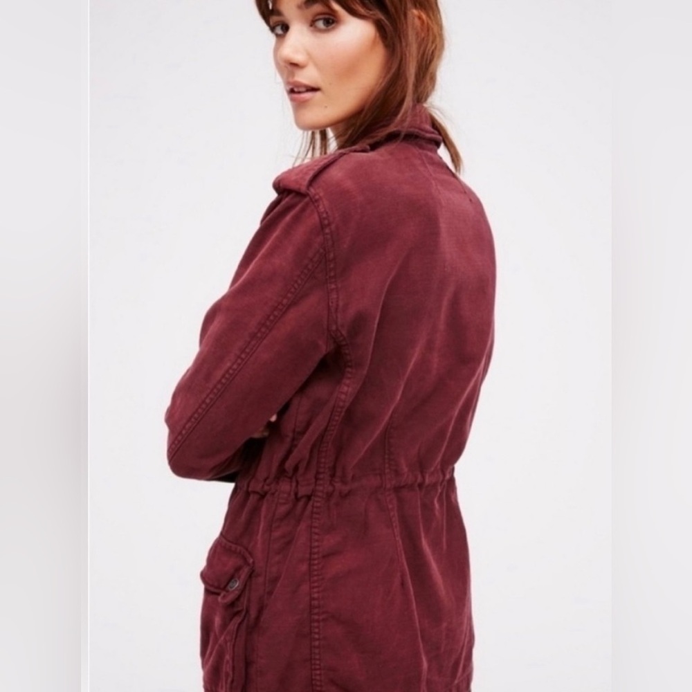 Free People Not Your Brothers Surplus Red Coat Jacket